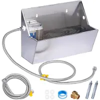 Markenlos Automatische Hundetränke aus Edelstahl 8L mit Wassertrog für Vieh und 100cm & 150cm Wasserschlauch