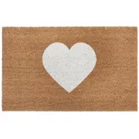 NYVI Fußmatte Kokos - 45x75 cm Rechteckig - White Heart