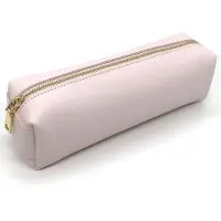 Markenlos Federmäppchen aus Leder, großes Federmäppchen, Federmäppchen aus Kunstleder, Federmäppchen für Mädchen, für Schule, Schüler, Büro, Teenager (rosa)