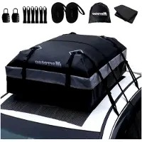 Markenlos 21 Kubikfuß Auto Dachbox Faltbare Wasserdichte Dachtasche Gepäckbox mit Antirutschmatte für Fahrzeuge mit/ohne Gepäckträger, Gepäcktransport, Vans, SUVs, Schwarz