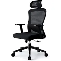 Markenlos Bürostuhl mit 120° Wippfunktion, ergonomischer Schreibtischstuhl mit verstellbarer Lendenwirbelstütze, 2D-Kopfstütze und Armlehnen, Drehstuhl, für bis zu 150 kg, Schwarz