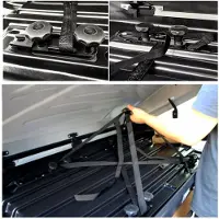 Markenlos 4 Stück Dachbox Befestigung U-Bügel, Universelles Montagekit für Autos und Vans, Halterungszubehör für Dachboxen, inklusive 8 Schwerlast-Kontermuttern + 2 Bandagen + 16 Rundpunktaufkleber