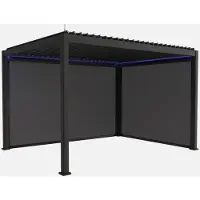 Sweeek - LED Pergola mit motorisiertem Lamellendach Triomphe 3x4m + Markise 3m + Markise 4m - Anthrazit