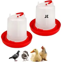 Markenlos 2 Stück 3L Hühnertränke - Große Kapazität Geflügeltränke Set für Küken, Enten, Truthähne | Kunststoff Wasserspender für den Stall