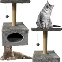 Lean 13877 Kratzbaum für Katzen mit Häuschen und Schlafplatz, 13 x 31 x 56 cm, grau