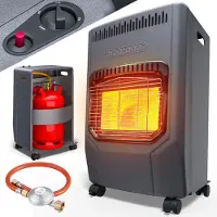 Monzana Gasheizung GH4500 Innenräume 4200W Gasofen 3 Heizstufen inkl. 50cm Gasschlauch Gasdruckregler Keramikheizplatten Camping Gasheizofen mobil