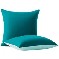 Wometo Kissenbezug im Doppelpack & Wende-Design ca. 80x80 cm – türkis & hellblau – fI klassischer Hotelverschluss I 2-farbige Optik I OEKO-TEX