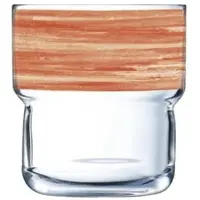 Arcoroc 12x Stapelbecher 0,22 l aus gehärtetem Glas Form BRUSH LOG Orange von