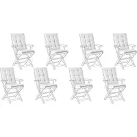 Beliani Auflagen 2er Set Cremeweiß Stoff 55x42x5 cm mit Befestigungsbändern Knopfheftung Moderne Sitzauflage für Niederlehner Gartenstuhl