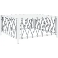 vidaXL Gartentisch Weiß 70x70x34 cm Gewebe - Gartentisch - Gartentische - Couchtisch - Gartenmöbel