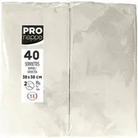 PROnappe SV623902I 30x Tissue-Servietten, Packung mit 40 Stück, mikrogeprägt, 2-lagig, 1/8 Kopffalz, 38x38 cm Elfenbein