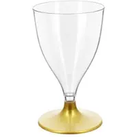 Monouso - Mehrweg Durable Weinglas aus PS Fuß Gold 200ml 2-teilig (6 Stück)