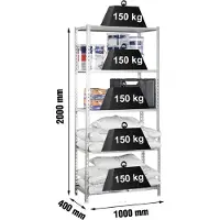 Simonclick Maderclick Plus 5/400 Metallregal 2000x1000x400 Mm