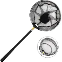 Markenlos Robuster Poolskimmer mit teleskopierbarem Edelstahlgriff. Professioneller 1,5-Meter-Skimmer zur Reinigung von Schwimmbecken, Whirlpools, Aquarien, Gartenteichen und Fischteichen.