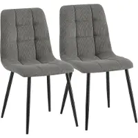 CLP 2er Set Esszimmerstühle Antibes Cordbezug gepolstert Rückenlehne bis 150 kg grau