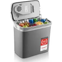 TZS First Austria - Thermoelektrische Kühlbox 16L - Kühlen & Wärmen - 3-fach Stromversorgung inkl. USB-C - Minibar für Auto & Camping - Grau