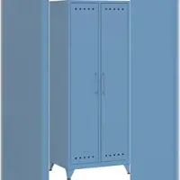 Bisley Fern Maxi Kleiderschrank aus Metall | Metallschrank im Retro-Instustrial Design in blau