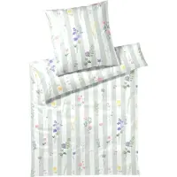 Elegante Mako-Satin-Bettwäsche-Garnitur Flowerstripe Farbe Zartgrün Größe 135x200+80x80