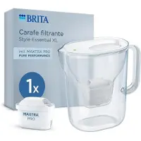 Brita Style Essential XL Wasserfilterkanne, Weiß, 3,6L Gesamtvolumen, 2,3L gefiltertes Wasser, 1 MAXTRA PRO PURE PERFORMANCE Filter
