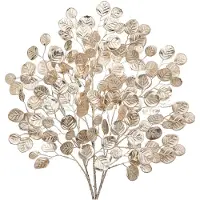 Markenlos 3er-Set 60 cm Künstliche Eukalyptus Pflanzen in Gold, Weihnachtsdeko für Heimdekoration und Christbaumschmuck