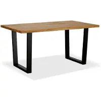 Markenlos Esszimmertisch aus massivem Eichenholz, geölt, mit schwarzem U-Gestell - 160 x 90 cm - für 4-6 Personen - stabiler Küchentisch bis 100 kg belastbar