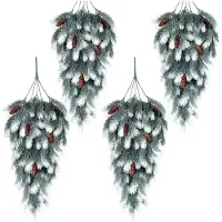 Markenlos 4Stück Tannenzweige Künstlich wie Echt Lang 74CM, Kunst Hängepflanzen Künstliche Zweige Groß Kiefernzweig Weihnachtszweige für Indoor Outdoor