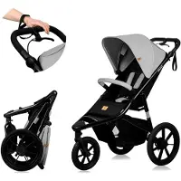 Markenlos Azura Kinderbuggy mit Luftreifen – hohe Federung, stufenlos verstellbare Liegeposition, XXL-Verdeck UPF50+, 5-Punkt-Magnetgurte, kompakt faltbar, inkl. Regenfolie – geeignet ab 6 Monaten bis 22 kg