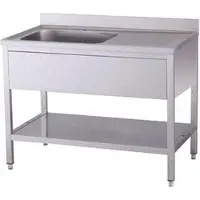 Kbs Spültisch 1400x700x850 mm mit Aufkantung 1 Becken links mit Grundboden
