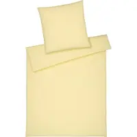 Elegante Halbleinen Bettwäsche Breezee buttergelb 200x220 cm + 2x 80x80 cm