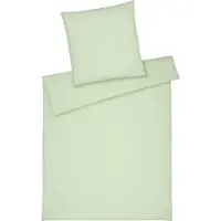 Elegante Halbleinen-Bettwäsche-Garnitur Breezee Farbe Pastellgrün Größe 135x200+80x80