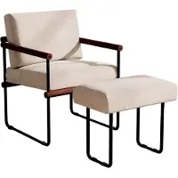 Markenlos Moderner Loungesessel mit Metallgestell und Hocker