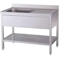 Kbs Spültisch 1000x600x850 mm mit Aufkantung 1 Becken links mit Grundboden