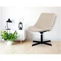 Markenlos Lounger Granby I 360 Grad drehbarer Relaxsessel mit Stoffbezug I Ergonomisches Design mit Bodenschonern I Polsterstuhl mit Rückenlehne, Farbe: Creme