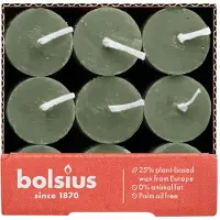 Bolsius Stabkerzen Rustik, 23/270 mm, Olivgrün, , Brenndauer ca. 13h, 9 Stück pro Verpackung