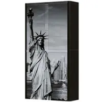 PaperFlow easyOffice Rollladenschrank Motiv Freiheitsstatue silber, 110x204x41.5 cm
