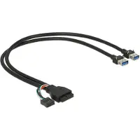 DeLOCK 0.45m USB 3.0 pin + USB 2.0 pin / 2 x USB 3.0 A, 0,45 m, 2 x USB A, 2.0/3.2 Gen 1 (3.1 Gen 1), Weiblich/Weiblich, 5 Gbit/s, Schwarz