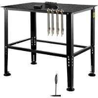 Markenlos Schweißtisch 914,4 x 609,4 x 784,8 mm, Montagetisch mit einer Tragkraft von 362 kg, Werkbank mit 16 mm Befestigungslöchern und rutschfesten Fußpolstern für Schweißmontage- und Reparaturarbeiten