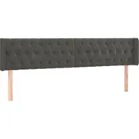 Syfax Kopfteil mit Ohren Dunkelgrau 183x16x78/88 cm Samt