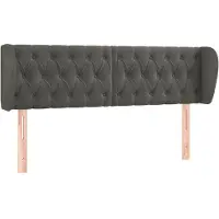 Syfax Kopfteil mit Ohren Dunkelgrau 147x23x78/88 cm Samt