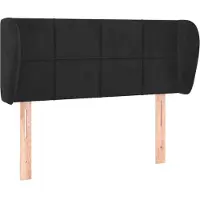 Syfax Kopfteil mit Ohren Schwarz 93x23x78/88 cm Samt