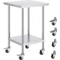 StarTech.com Küchentisch Rollbar - Arbeitstisch Zubereitungstisch 610x610mm - Kommerzieller Küchenarbeitsplatz - Praktischer Küchentisch für Gastronomie