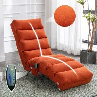 Great han Entspannungsliege Polstersessel Liegesofa mit Vibrationsfunktion Ganzkörper Unterstützung Seitentaschen modernes Design Wohnzimmer Orange