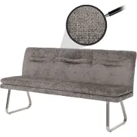 Mendler Sitzbank HWC-H70, Esszimmerbank Bank Polsterbank, Lehne Stoff/Textil Chenille Edelstahl gebürstet 180cm dunkelgrau