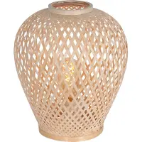 Steinhauer Tischleuchte Maze 1-flammig Beigefarbenes Holz 30x30cm