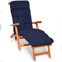Beautissu Bequeme Liegenauflage Deckchair, 200x50x8 cm, Blau