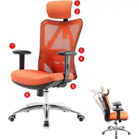 Mendler Bürostuhl MCW-J86, Schreibtischstuhl, ergonomisch, verstellbare Lordosenstütze 150kg belastbar ohne Fußstütze, orange