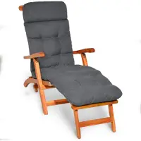 Beautissu Bequeme Liegenauflage Deckchair, 200x50x8 cm, Grau