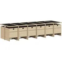 vidaXL 17-tlg. Garten-Essgruppe mit Kissen Beige Poly Rattan