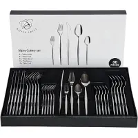 ROYAL SWISS Besteckset 30-teiliges für 6 Personen Hochwertiges Edelstahl Besteck Inklusive Messer, Gabeln, Esslöffel & Teelöffel Spülmaschineng
