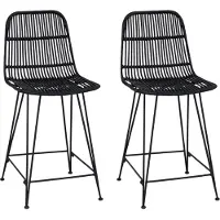 vidaXL Barhocker 2 Stk. Schwarz 44 x 54 x 96 cm Rattan und Stahl